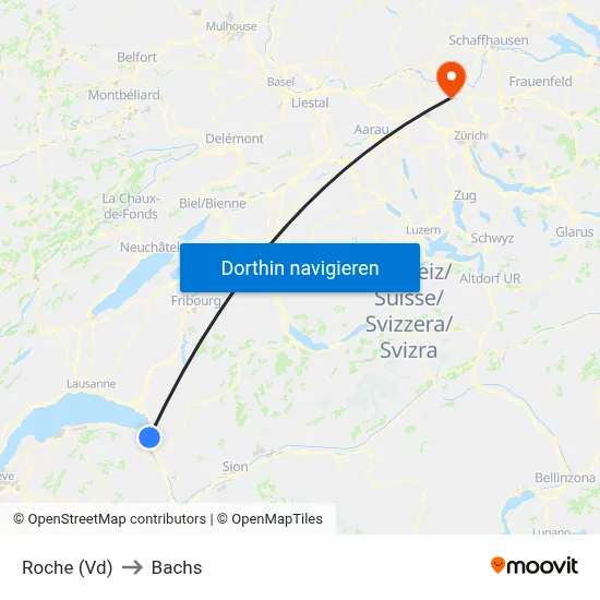 Roche (Vd) to Bachs map
