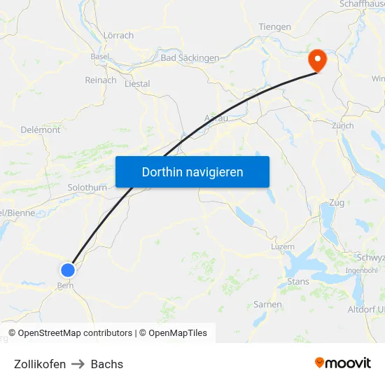 Zollikofen to Bachs map