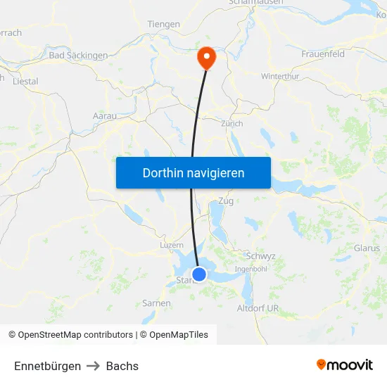 Ennetbürgen to Bachs map