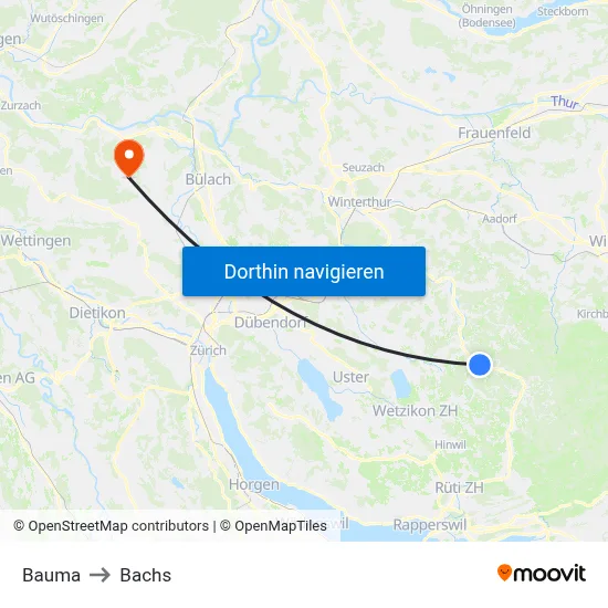 Bauma to Bachs map