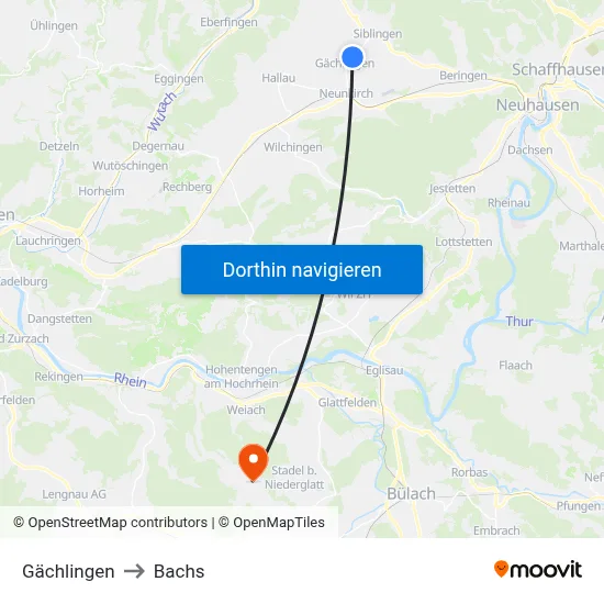 Gächlingen to Bachs map