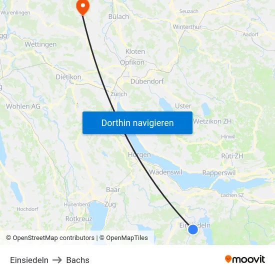 Einsiedeln to Bachs map