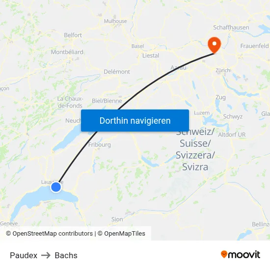 Paudex to Bachs map