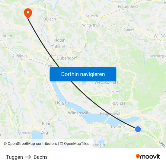 Tuggen to Bachs map