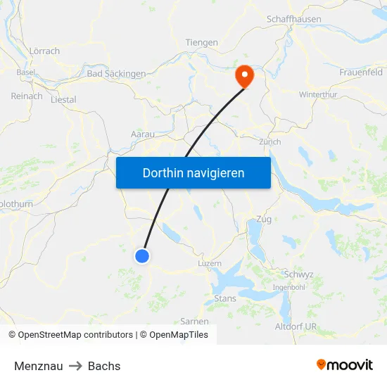 Menznau to Bachs map