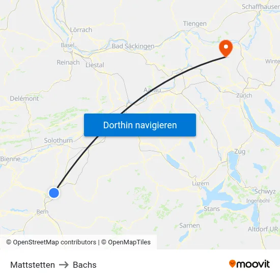 Mattstetten to Bachs map