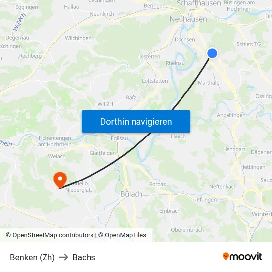 Benken (Zh) to Bachs map
