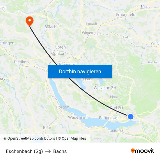 Eschenbach (Sg) to Bachs map