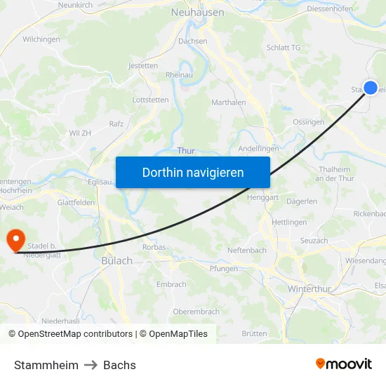 Stammheim to Bachs map