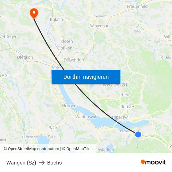 Wangen (Sz) to Bachs map
