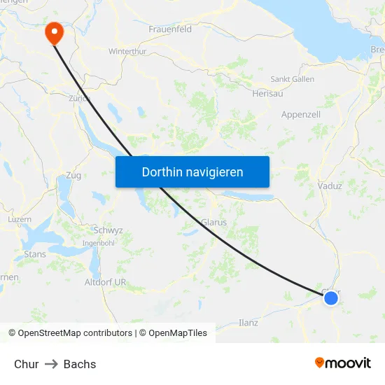 Chur to Bachs map