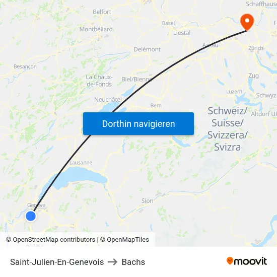 Saint-Julien-En-Genevois to Bachs map