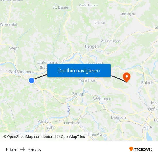 Eiken to Bachs map