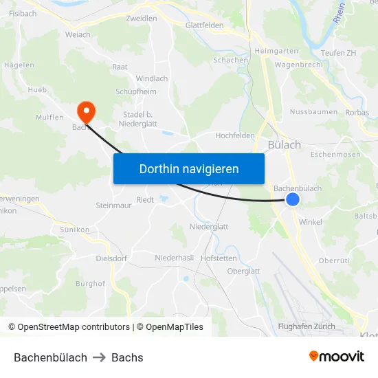 Bachenbülach to Bachs map
