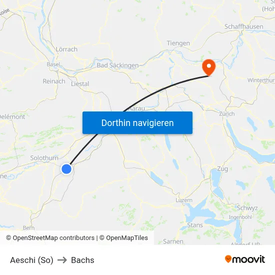 Aeschi (So) to Bachs map
