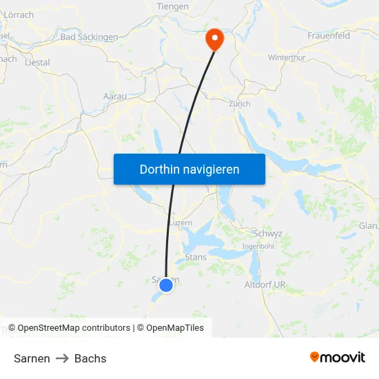 Sarnen to Bachs map