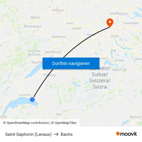 Saint-Saphorin (Lavaux) to Bachs map