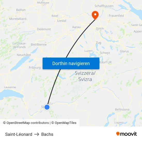 Saint-Léonard to Bachs map
