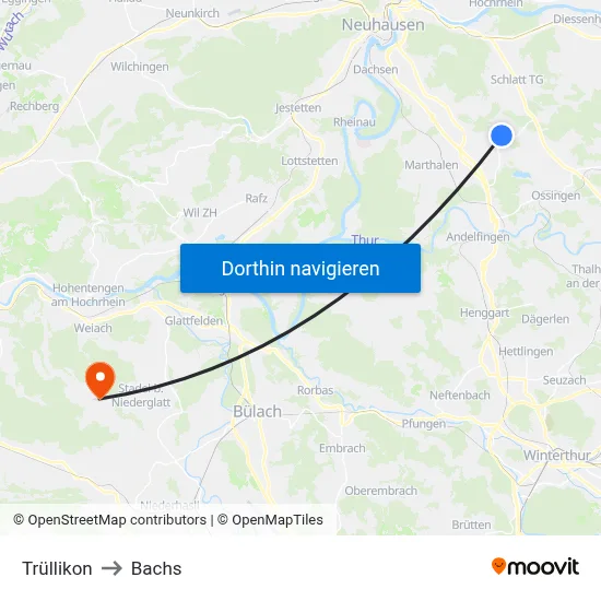 Trüllikon to Bachs map