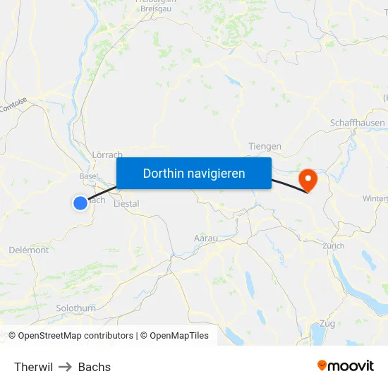 Therwil to Bachs map