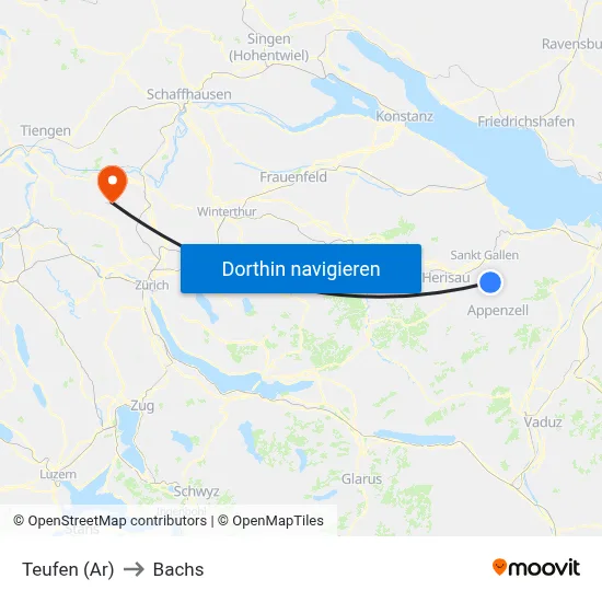 Teufen (Ar) to Bachs map