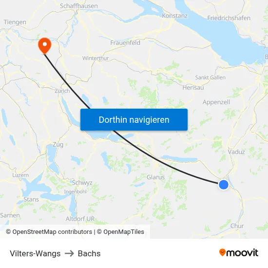 Vilters-Wangs to Bachs map