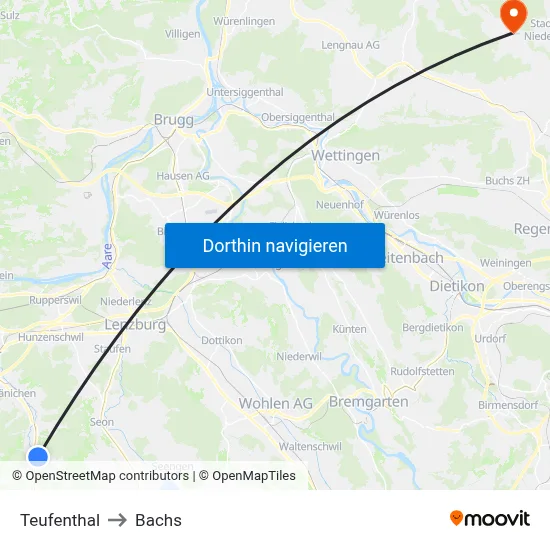 Teufenthal to Bachs map