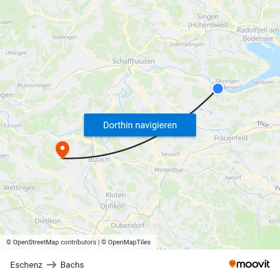 Eschenz to Bachs map