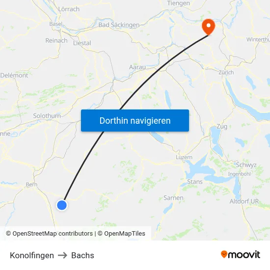 Konolfingen to Bachs map