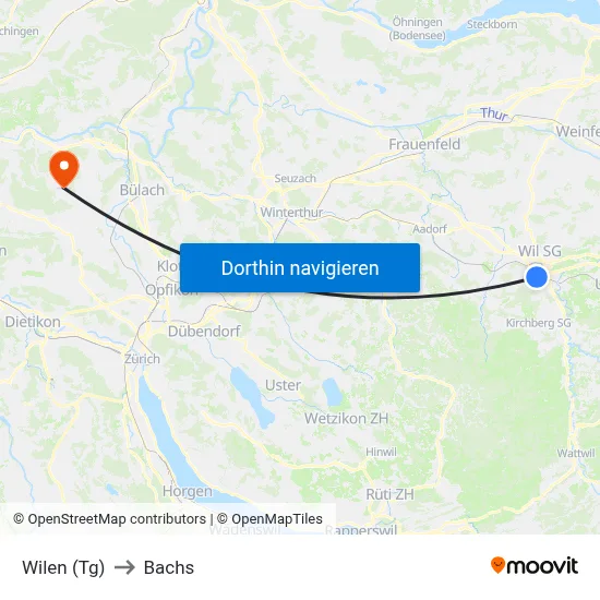 Wilen (Tg) to Bachs map