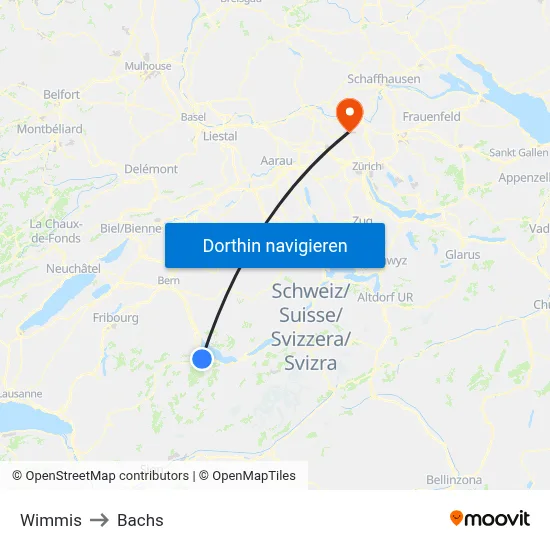 Wimmis to Bachs map