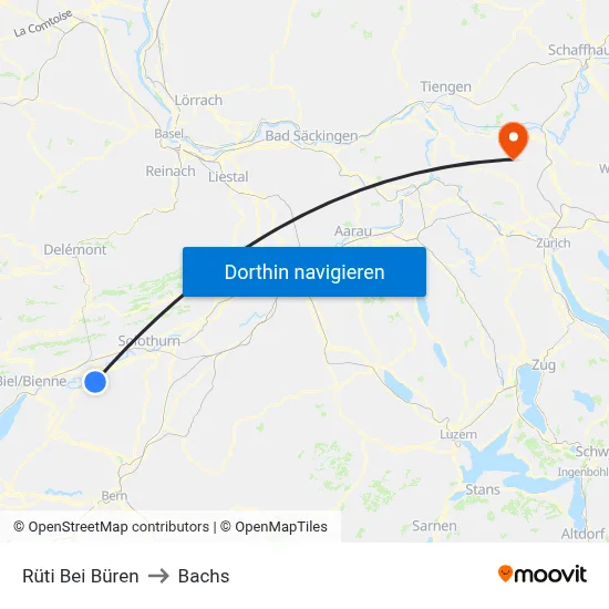 Rüti Bei Büren to Bachs map