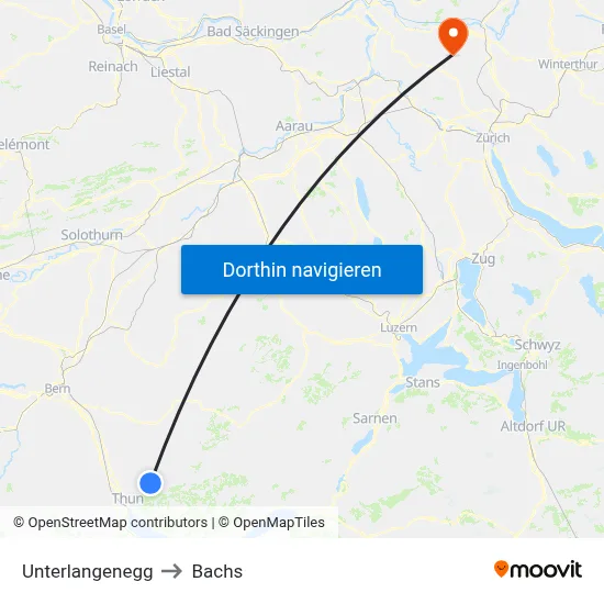 Unterlangenegg to Bachs map