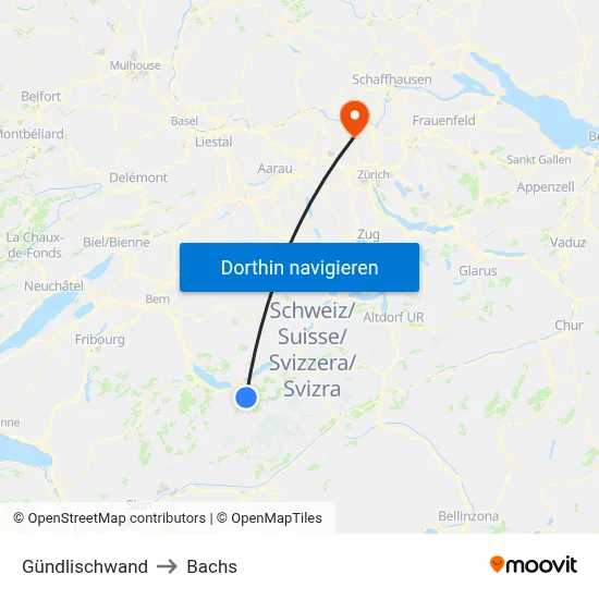 Gündlischwand to Bachs map