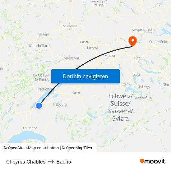 Cheyres-Châbles to Bachs map