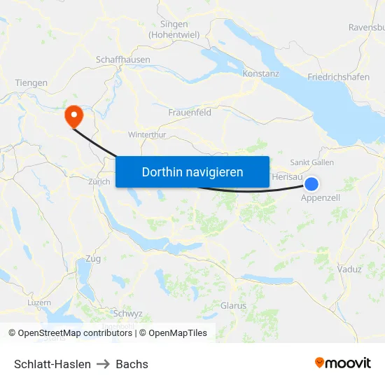 Schlatt-Haslen to Bachs map