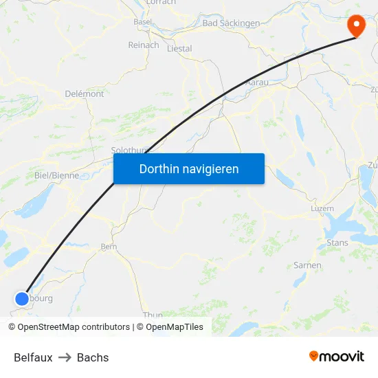 Belfaux to Bachs map