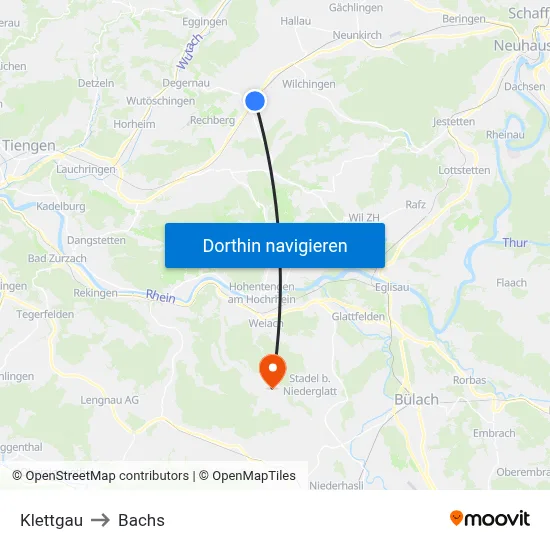 Klettgau to Bachs map