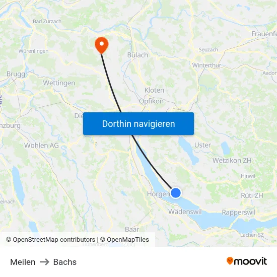 Meilen to Bachs map