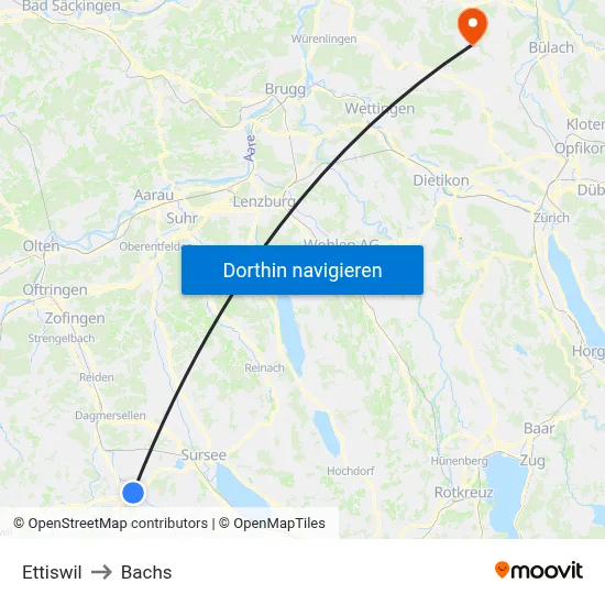 Ettiswil to Bachs map