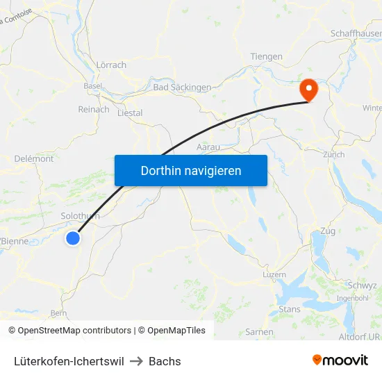 Lüterkofen-Ichertswil to Bachs map