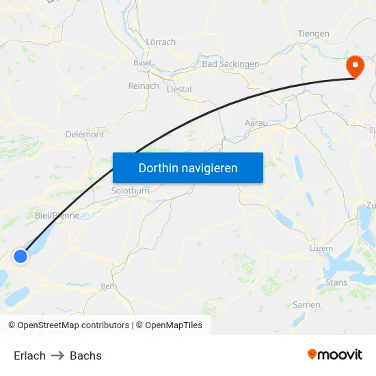 Erlach to Bachs map