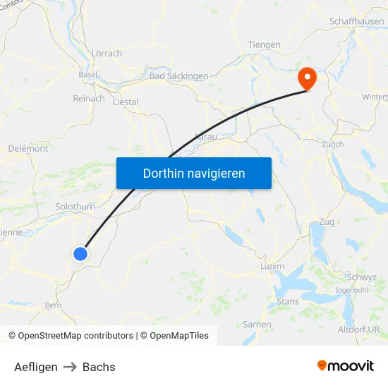 Aefligen to Bachs map