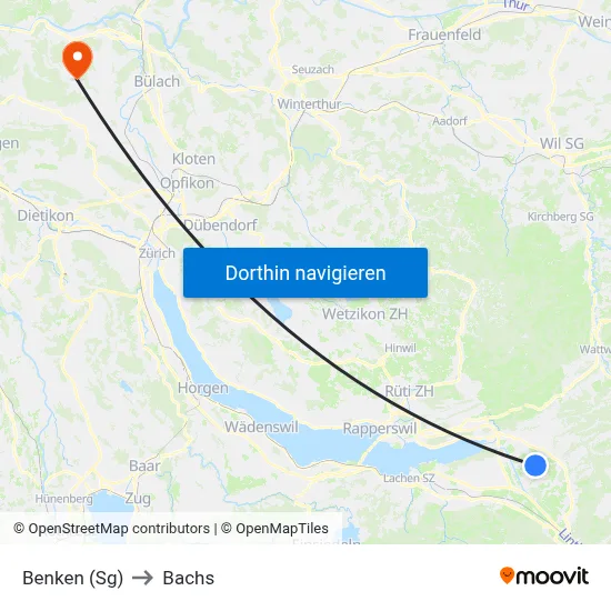 Benken (Sg) to Bachs map