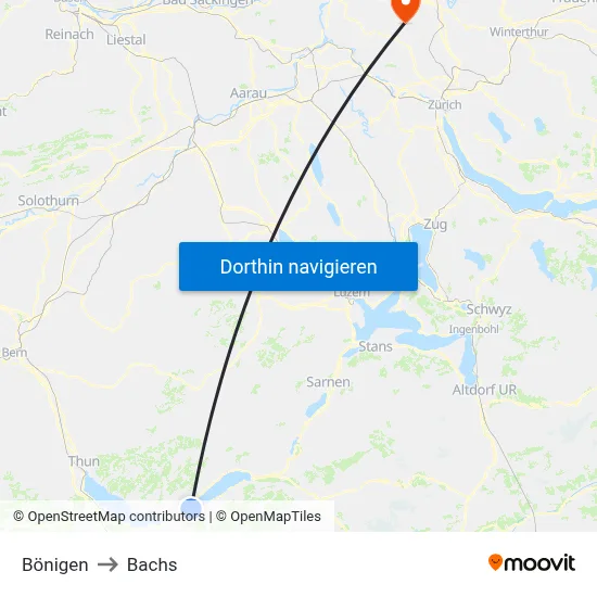 Bönigen to Bachs map