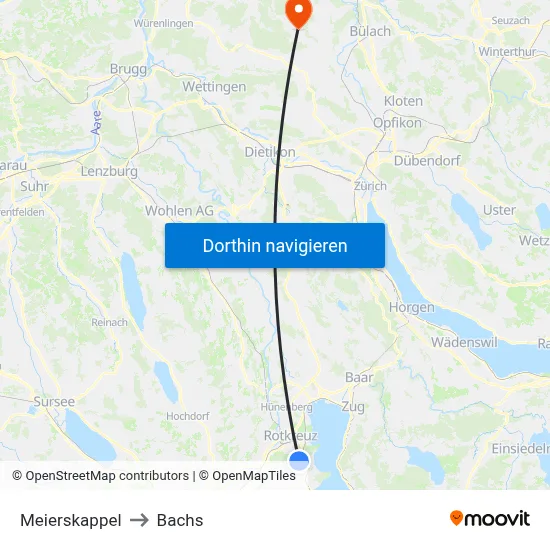 Meierskappel to Bachs map