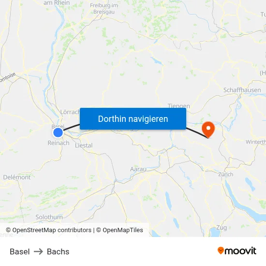 Basel to Bachs map