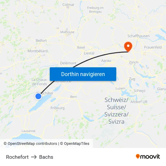 Rochefort to Bachs map
