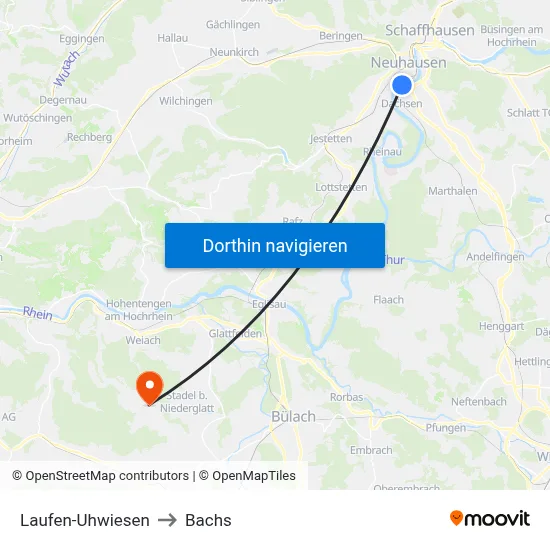 Laufen-Uhwiesen to Bachs map