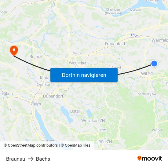 Braunau to Bachs map